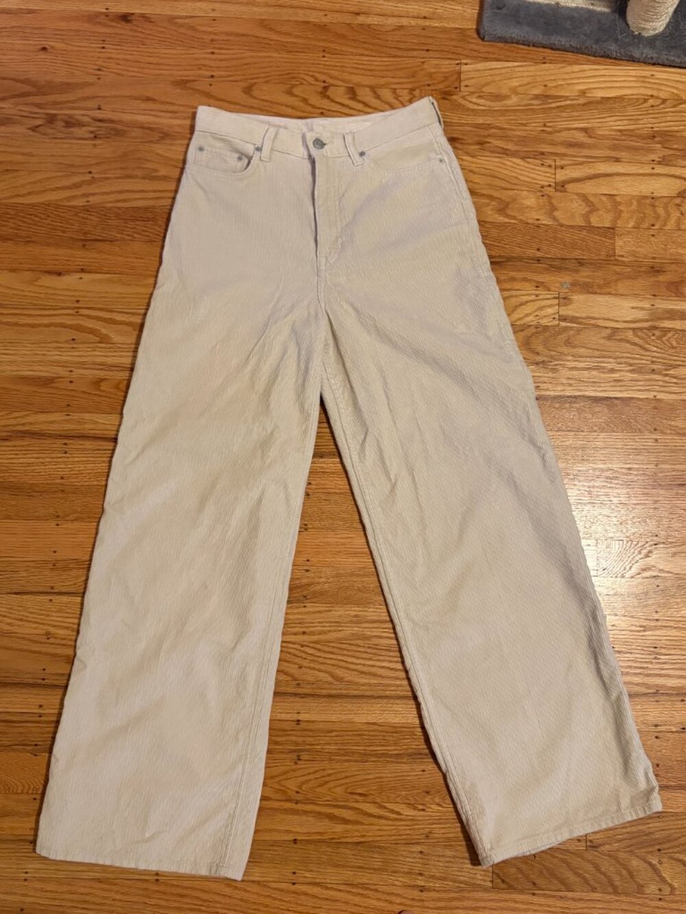 COS Cream Wide-Leg Corduroy Pants